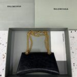 高仿奢侈品BALENCIAGA巴黎世家包包 crush最香沙漏鏈條包 小號爆裂黑色
