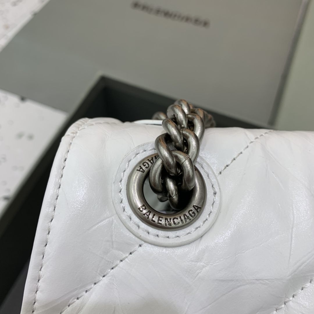 原單奢侈品BALENCIAGA巴黎世家包包 crush最香沙漏鏈條包 中号白色