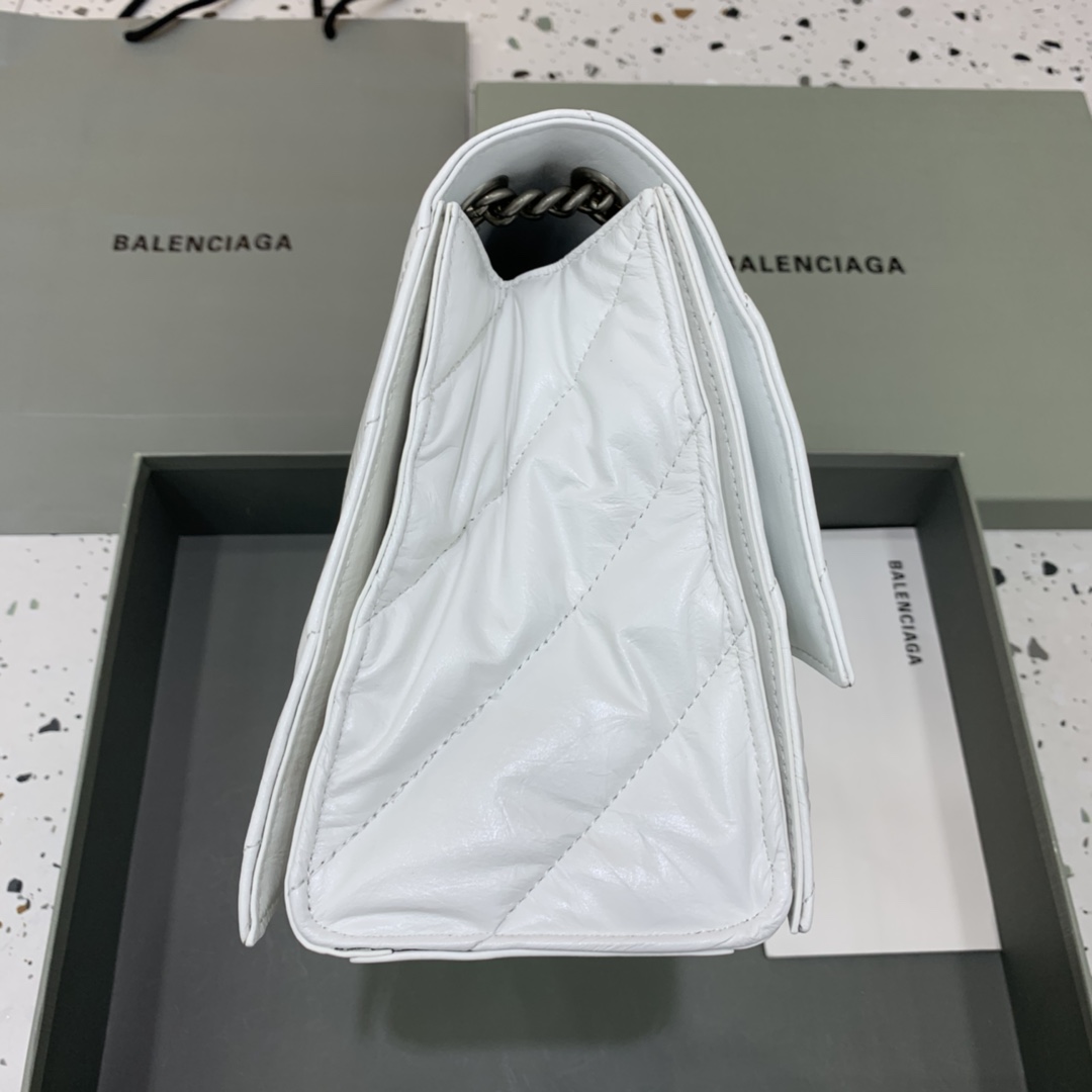 原單奢侈品BALENCIAGA巴黎世家包包 crush最香沙漏鏈條包 中号白色
