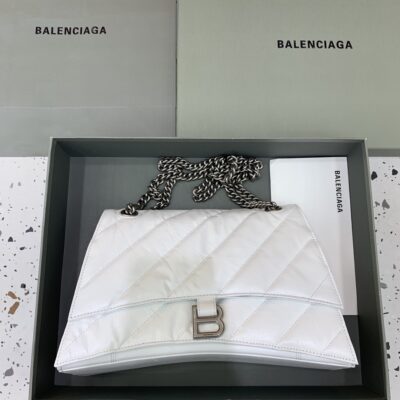 原單奢侈品BALENCIAGA巴黎世家包包 crush最香沙漏鏈條包 中号白色