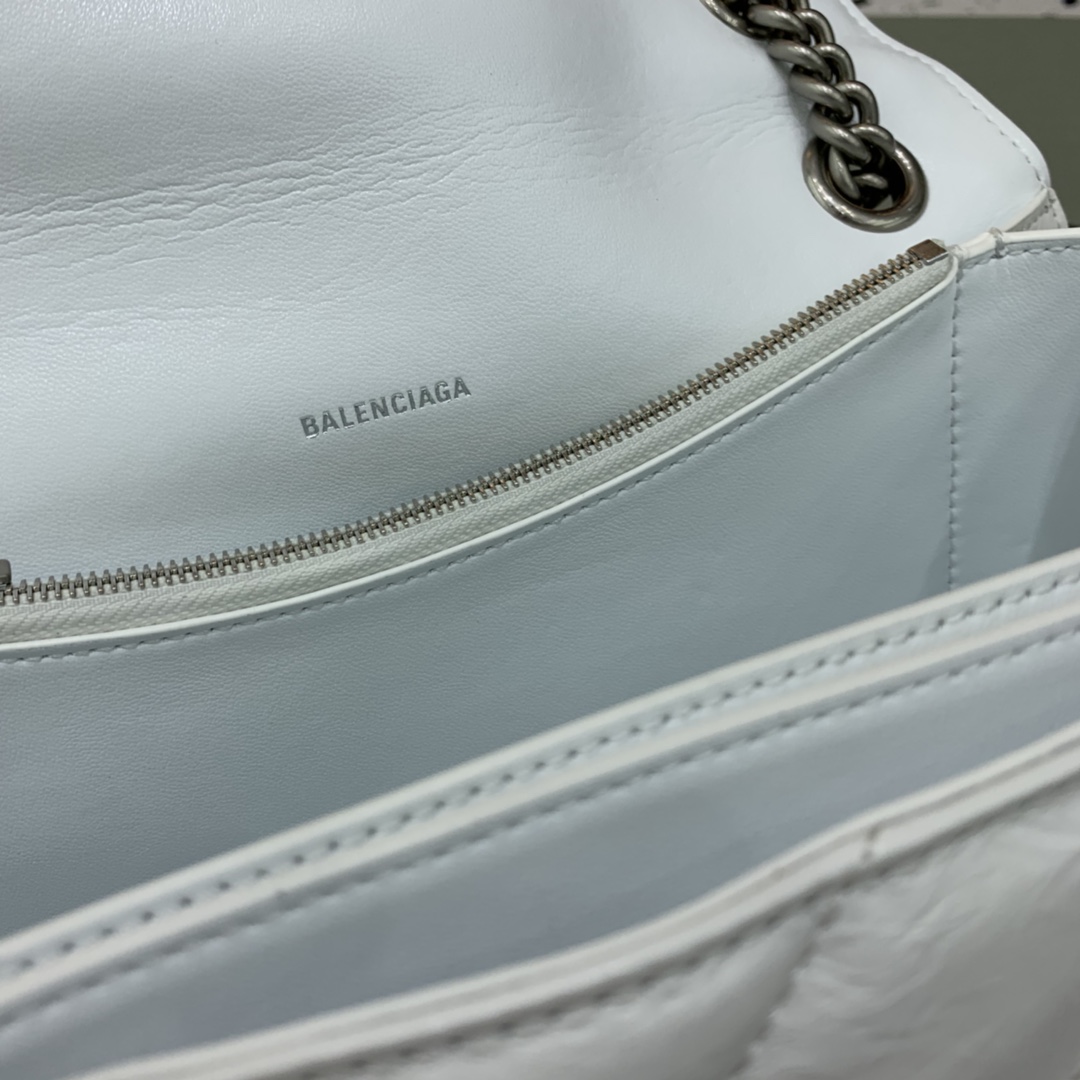 原單奢侈品BALENCIAGA巴黎世家包包 crush最香沙漏鏈條包 中号白色