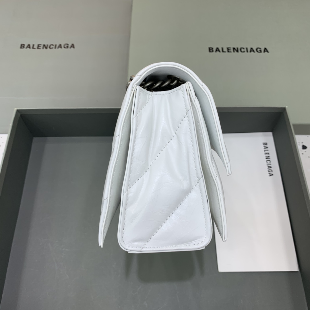 原單奢侈品BALENCIAGA巴黎世家包包 crush最香沙漏鏈條包 小號白色