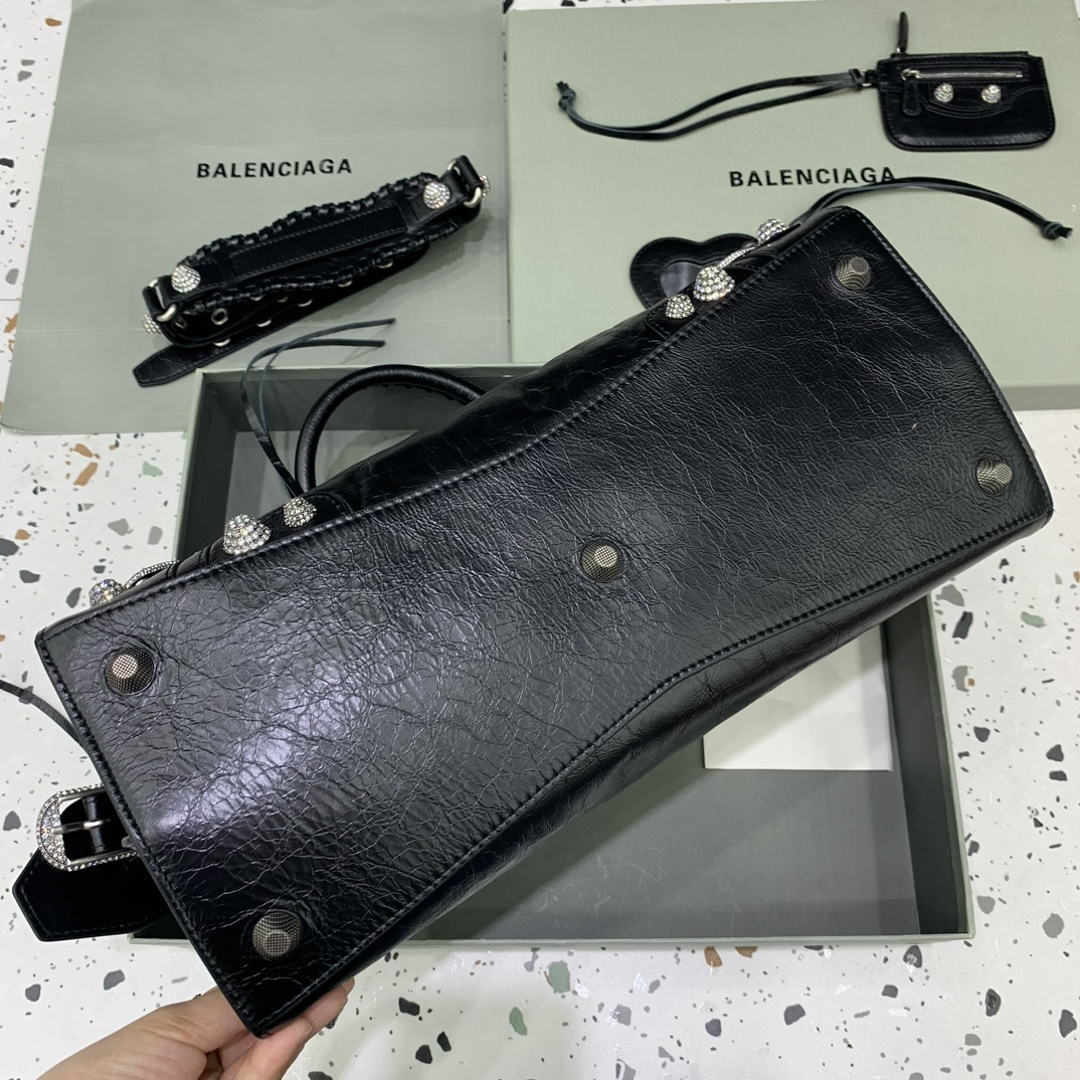 複刻高仿BALENCIAGA巴黎世家包包 Neo cagole機車包 黑色鑽扣