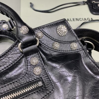 複刻高仿BALENCIAGA巴黎世家包包 Neo cagole機車包 黑色鑽扣