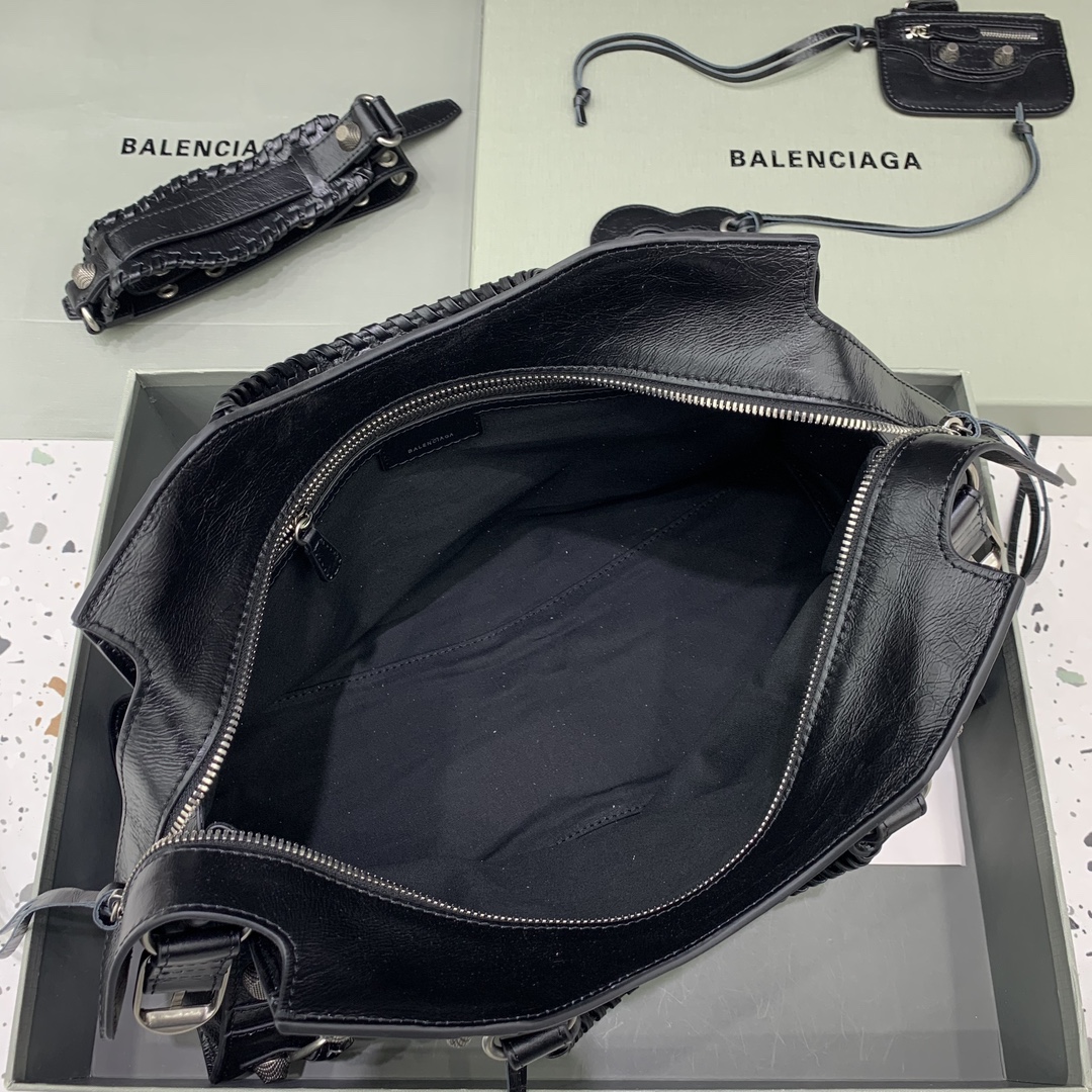 複刻高仿BALENCIAGA巴黎世家包包 Neo cagole機車包 黑色銀扣