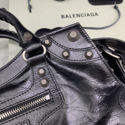 複刻高仿BALENCIAGA巴黎世家包包 Neo cagole機車包 黑色銀扣