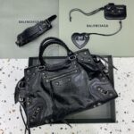 複刻高仿BALENCIAGA巴黎世家包包 Neo cagole機車包 黑色銀扣