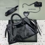 複刻高仿BALENCIAGA巴黎世家包包 Neo cagole機車包 黑色銀扣