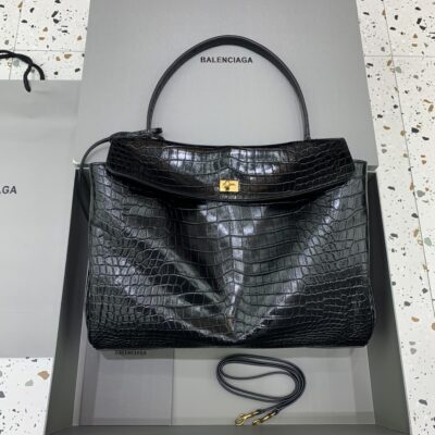 原單超A貨BALENCIAGA巴黎世家包包 𝐑𝐎𝐃𝐄𝐎 𝐁𝐀𝐆 大號鱷魚黑