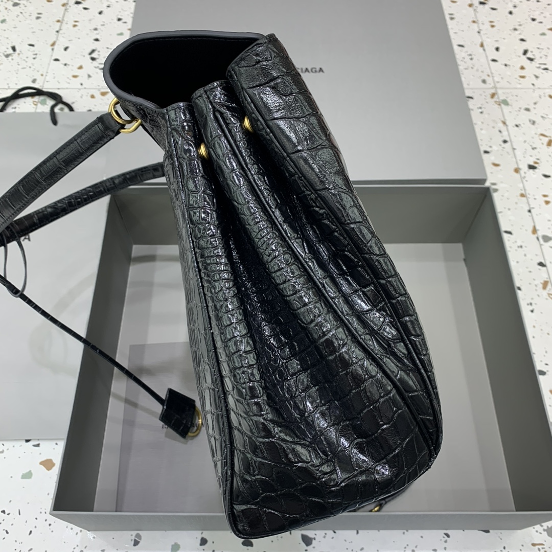 原單超A貨BALENCIAGA巴黎世家包包 𝐑𝐎𝐃𝐄𝐎 𝐁𝐀𝐆 大號鱷魚黑
