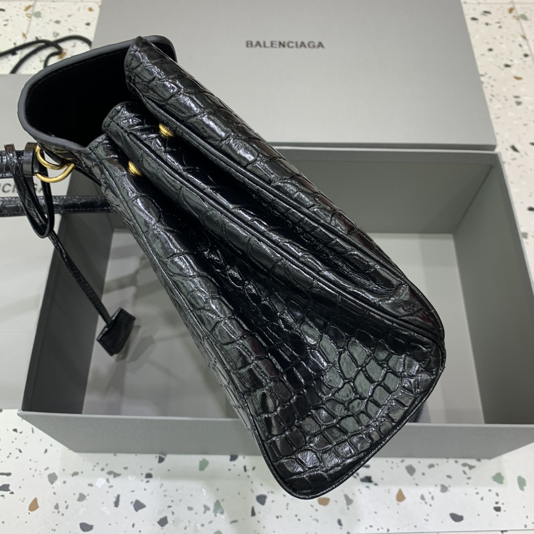 原單超A貨BALENCIAGA巴黎世家包包 𝐑𝐎𝐃𝐄𝐎 𝐁𝐀𝐆 中號鱷魚黑