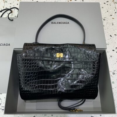 原單超A貨BALENCIAGA巴黎世家包包 𝐑𝐎𝐃𝐄𝐎 𝐁𝐀𝐆 中號鱷魚黑