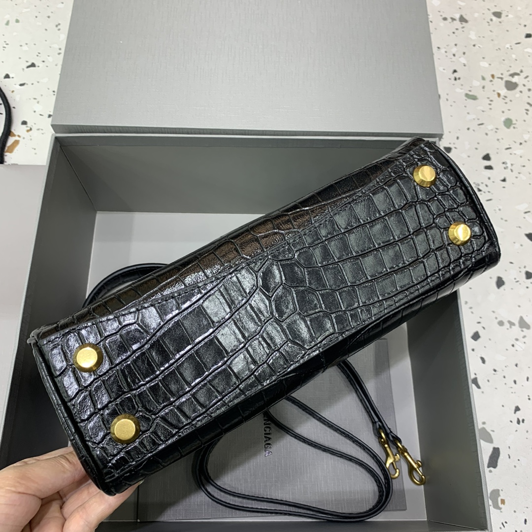 原單超A貨BALENCIAGA巴黎世家包包 𝐑𝐎𝐃𝐄𝐎 𝐁𝐀𝐆 小號鱷魚黑