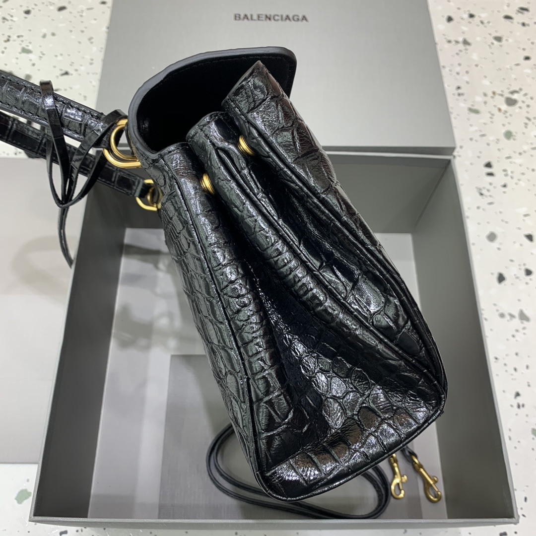 原單超A貨BALENCIAGA巴黎世家包包 𝐑𝐎𝐃𝐄𝐎 𝐁𝐀𝐆 小號鱷魚黑