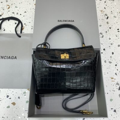 原單超A貨BALENCIAGA巴黎世家包包 𝐑𝐎𝐃𝐄𝐎 𝐁𝐀𝐆 mini鱷魚黑