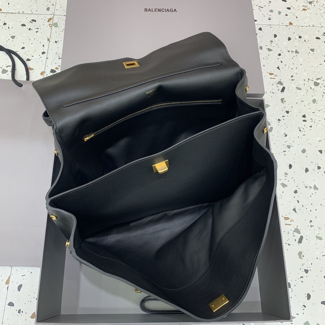 原單複刻BALENCIAGA巴黎世家包包 𝐑𝐎𝐃𝐄𝐎 𝐁𝐀𝐆 大號黑色金扣