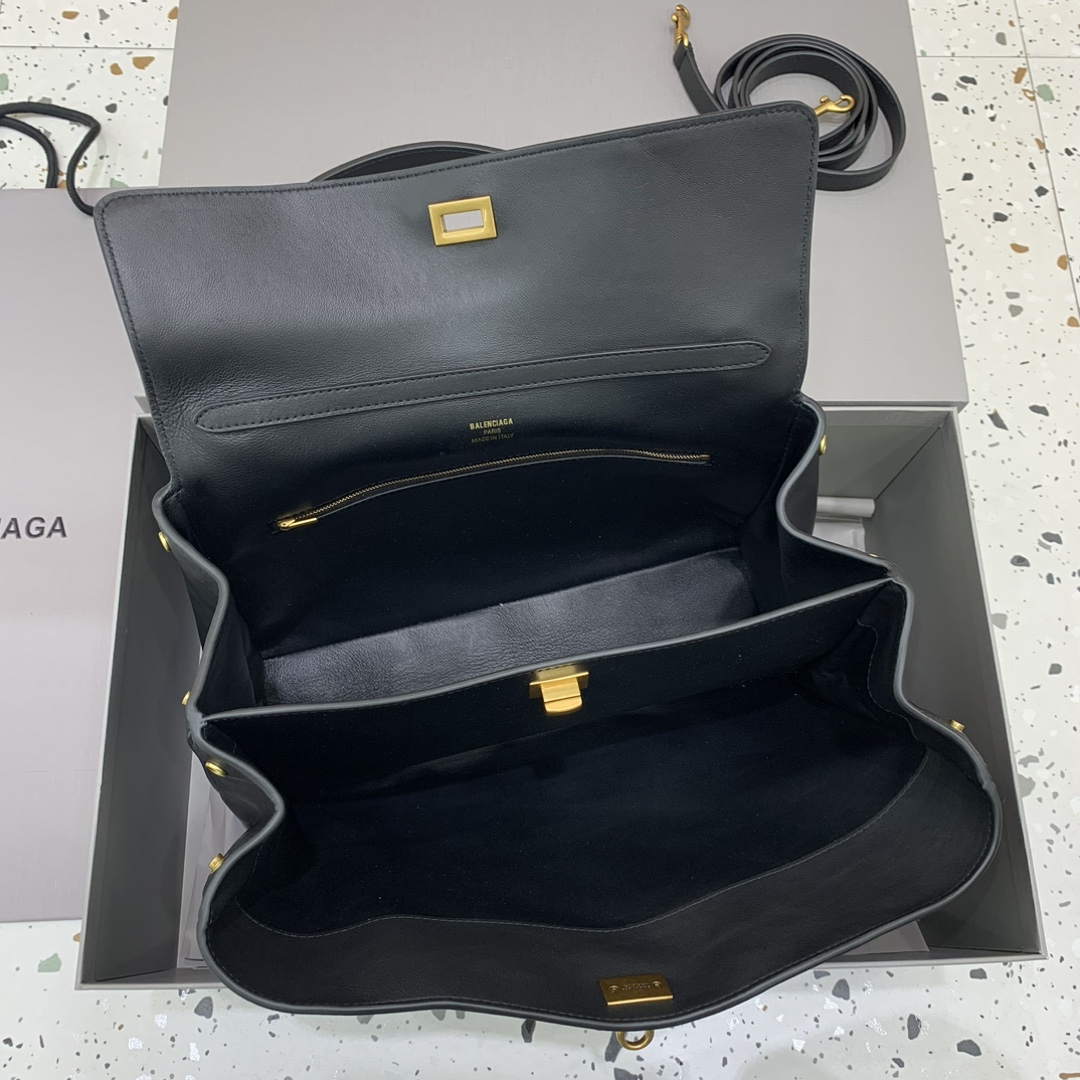 原單複刻BALENCIAGA巴黎世家包包 𝐑𝐎𝐃𝐄𝐎 𝐁𝐀𝐆 中號黑色金扣