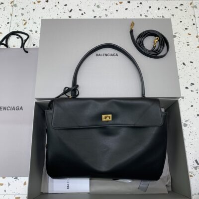 原單複刻BALENCIAGA巴黎世家包包 𝐑𝐎𝐃𝐄𝐎 𝐁𝐀𝐆 中號黑色金扣