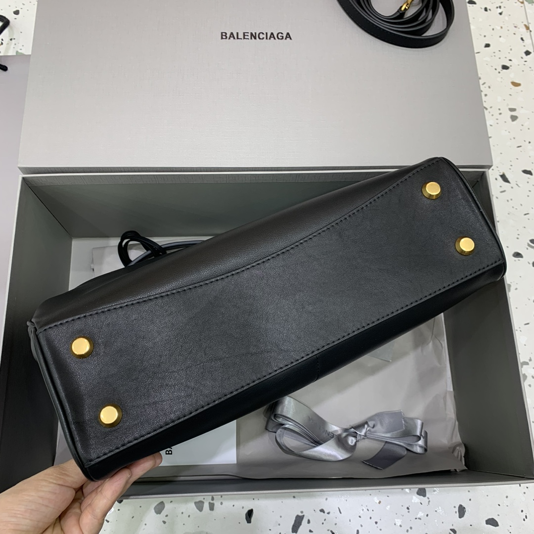 原單複刻BALENCIAGA巴黎世家包包 𝐑𝐎𝐃𝐄𝐎 𝐁𝐀𝐆 中號黑色金扣