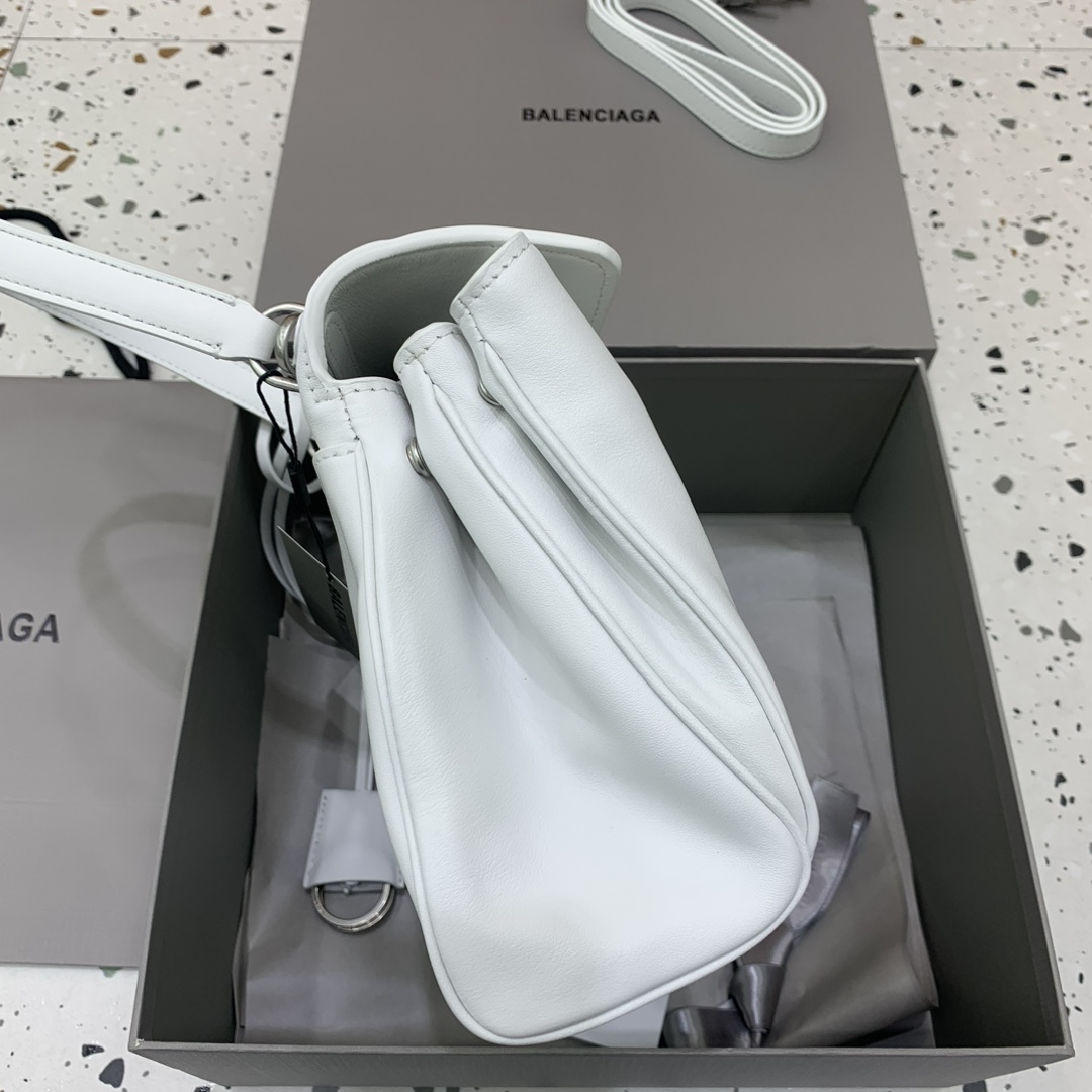 高仿超A貨BALENCIAGA巴黎世家包包 𝐑𝐎𝐃𝐄𝐎 𝐁𝐀𝐆 小號白色銀扣