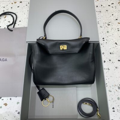 原單複刻BALENCIAGA巴黎世家包包 𝐑𝐎𝐃𝐄𝐎 𝐁𝐀𝐆 小號黑色金扣
