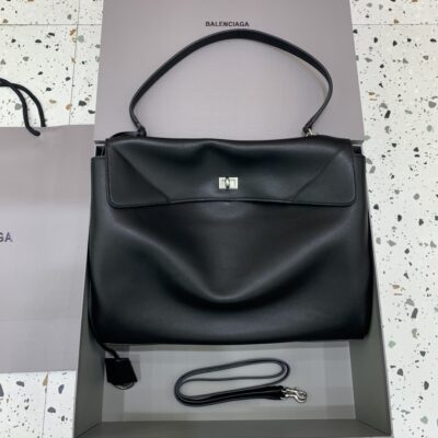 高仿超A貨BALENCIAGA巴黎世家包包 𝐑𝐎𝐃𝐄𝐎 𝐁𝐀𝐆 大號黑色銀扣
