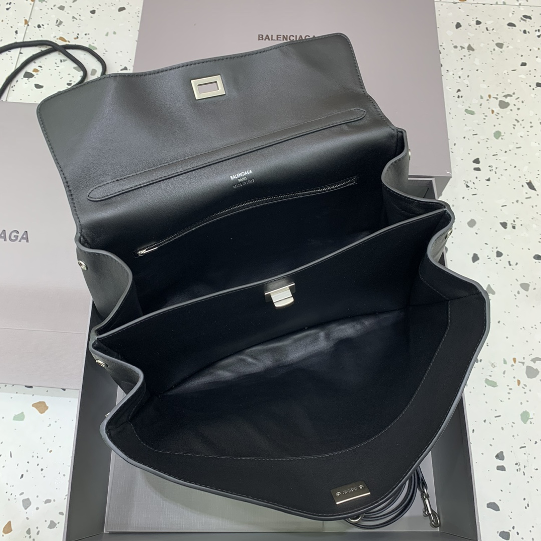 高仿超A貨BALENCIAGA巴黎世家包包 𝐑𝐎𝐃𝐄𝐎 𝐁𝐀𝐆 中號黑色銀扣