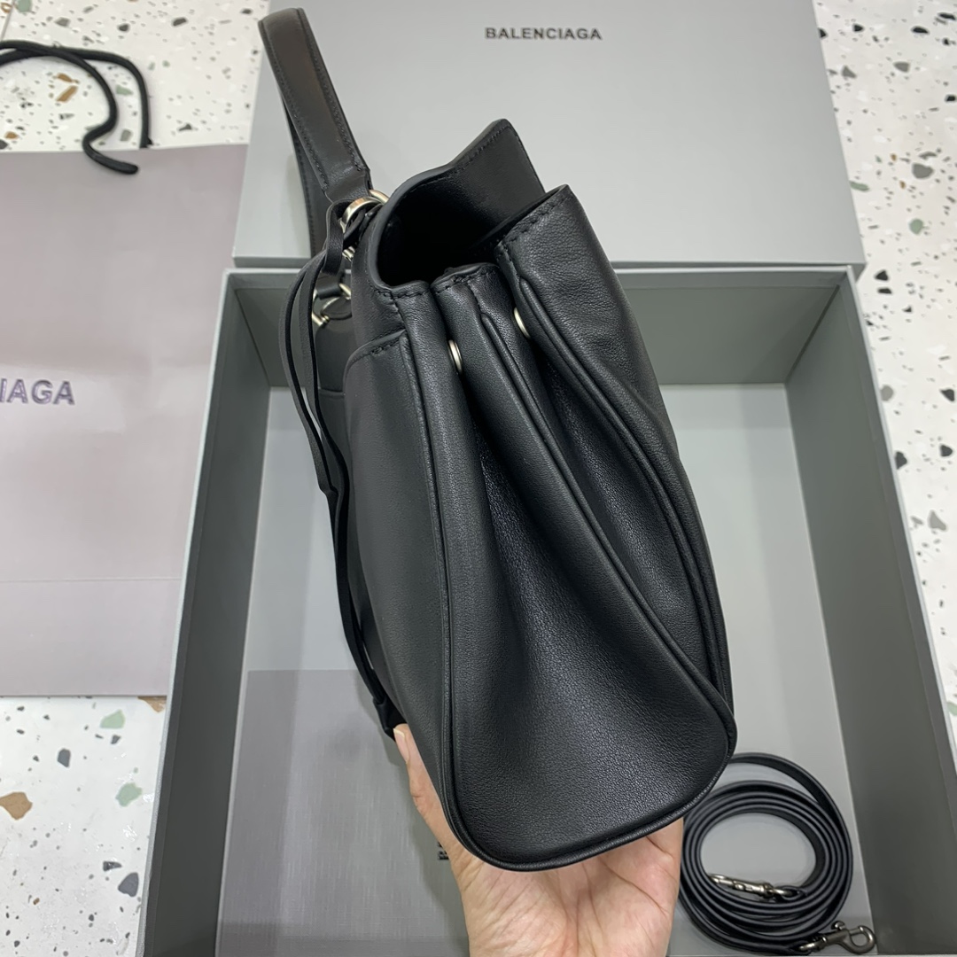 高仿超A貨BALENCIAGA巴黎世家包包 𝐑𝐎𝐃𝐄𝐎 𝐁𝐀𝐆 小號黑色銀扣