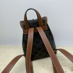 原單複刻Celine賽琳包 FOLCO TRIOMPHE CANVAS標誌印花和牛皮革迷你揹包