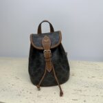 原單複刻Celine賽琳包 FOLCO TRIOMPHE CANVAS標誌印花和牛皮革迷你揹包