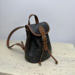 原單複刻Celine賽琳包 FOLCO TRIOMPHE CANVAS標誌印花和牛皮革迷你揹包