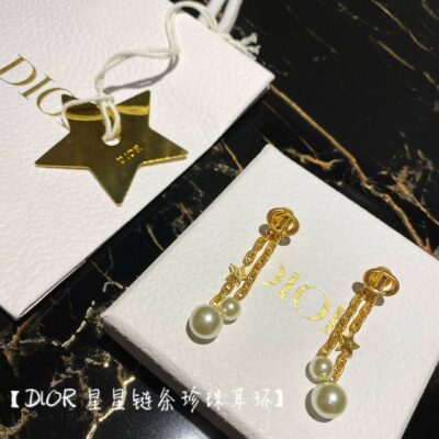 DIOR超A貨星星珍珠耳環磨砂金超級奢華顏色