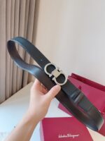 ferragamo菲拉格慕高仿雙面皮皮帶專櫃同步 黑色