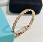 高仿Tiffany蒂芙尼Paper Flowers系列葉子手鐲925純銀厚金手鐲