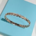 高仿Tiffany蒂芙尼Paper Flowers系列葉子手鐲925純銀厚金手鐲