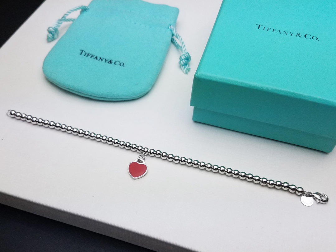 Tiffany頂級原單紅心珠子手鏈女生必備超級好看