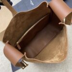 1比1複刻YSL聖羅蘭包包 LE5A7 Hobo手袋 磨砂棕皮金扣