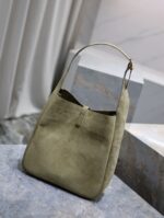 1比1複刻YSL聖羅蘭包包 LE5A7 Hobo手袋 卡其綠磨砂金扣