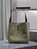 1比1複刻YSL聖羅蘭包包 LE5A7 Hobo手袋 卡其綠磨砂金扣