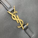 超A貨YSL聖羅蘭包包 LE 5 À 7 小型粒面皮革柔軟手袋 黑色/古金