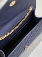 高仿YSL聖羅蘭包包 Envelope粒面絎縫皮革小型信封袋 藍色金扣