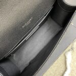 高仿YSL聖羅蘭包包 Envelope粒面絎縫皮革小型信封袋 黑色球紋/銀扣