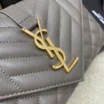 高仿YSL聖羅蘭包包 Envelope粒面絎縫皮革小型信封袋 灰色球紋/金扣