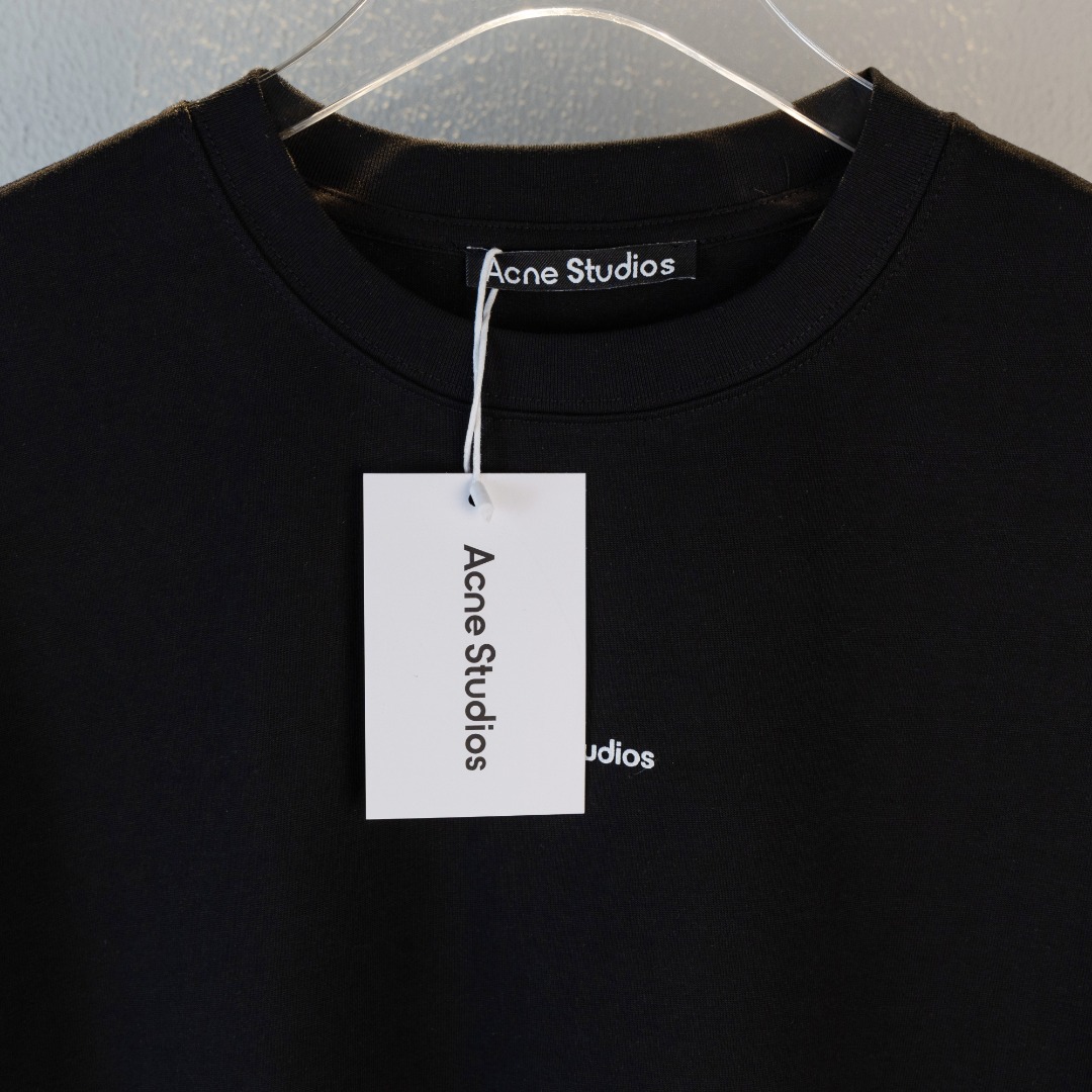 Acne Studios 頂級復刻A貨新品基礎膠印小logo短袖圓領T恤 純黑色