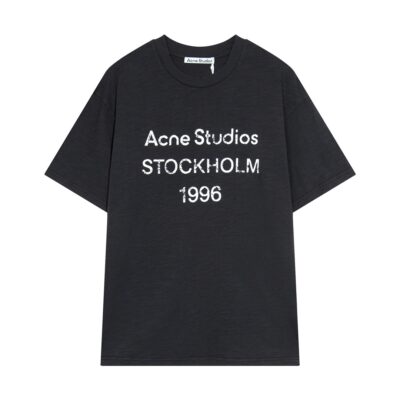頂級原單Acne Studios24S爆款印花短袖圓領T恤男女同款 黑色