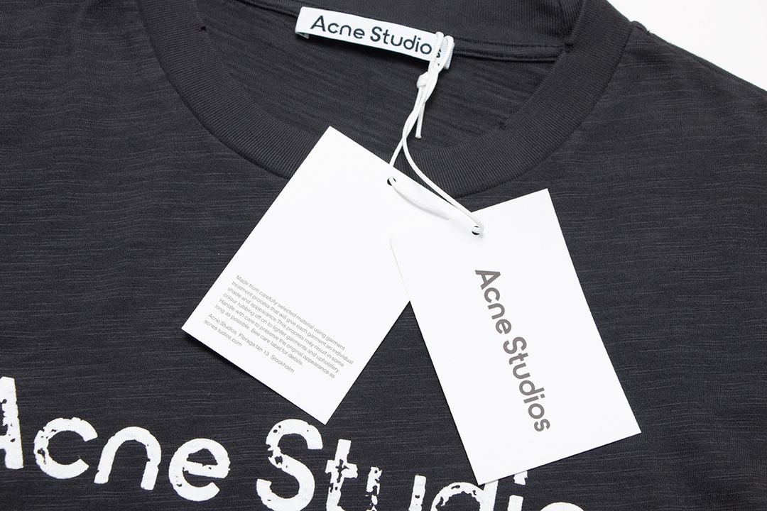頂級原單Acne Studios24S爆款印花短袖圓領T恤男女同款 黑色