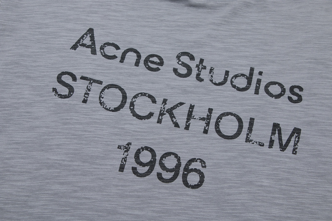 超A貨復刻奢侈品Acne Studios24S爆款印花短袖圓領T恤男女同款 灰色