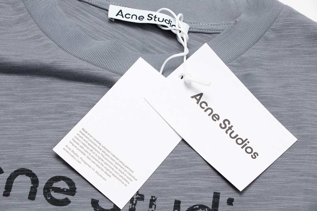 超A貨復刻奢侈品Acne Studios24S爆款印花短袖圓領T恤男女同款 灰色