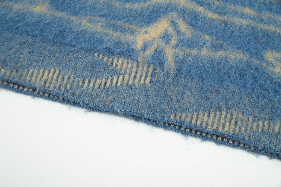 頂級原單 Acne Studios 新品水波紋馬海毛寬鬆針織毛衣 羊毛 面料 藍色
