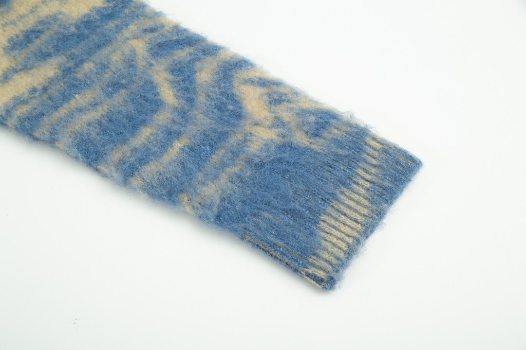頂級原單 Acne Studios 新品水波紋馬海毛寬鬆針織毛衣 羊毛 面料 藍色